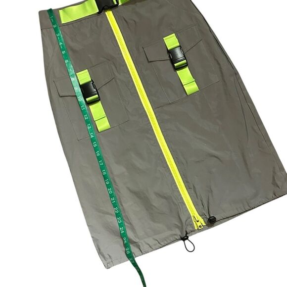 CAPSULLE Y2K Style Reflective High-Waist Midi Skirt With Neon Straps K - Picture 10 of 16